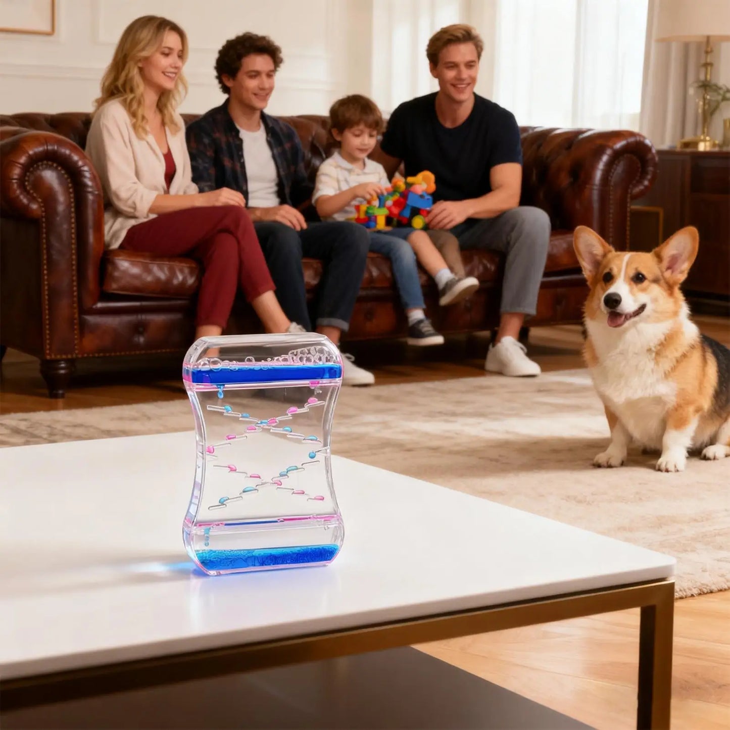 Colorful Spiral Liquid Timer Hourglass with Floating Bubbles - Visual Sensory Toy for All Ages, Ideal for Home and Office Decor