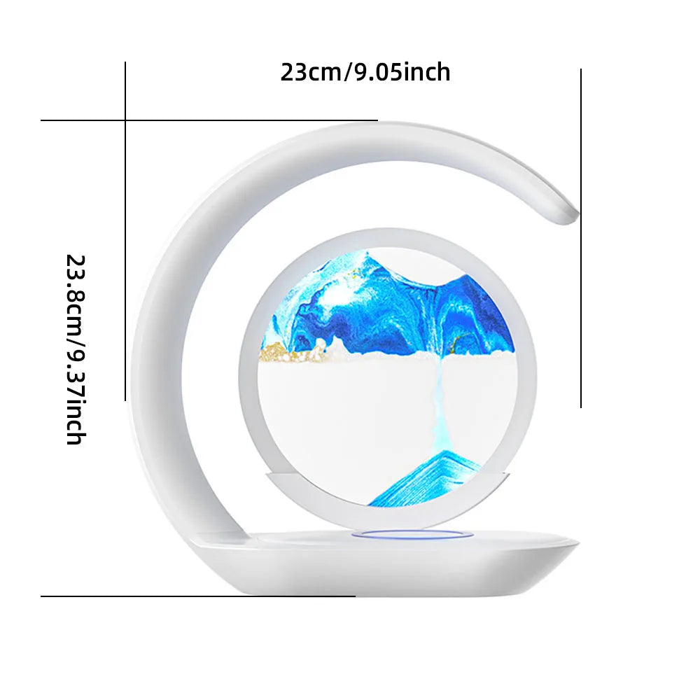 Wireless Charging Quicksand Table Lamp with 3D Hourglass Design - Sand Painting Night Light for Office Decor